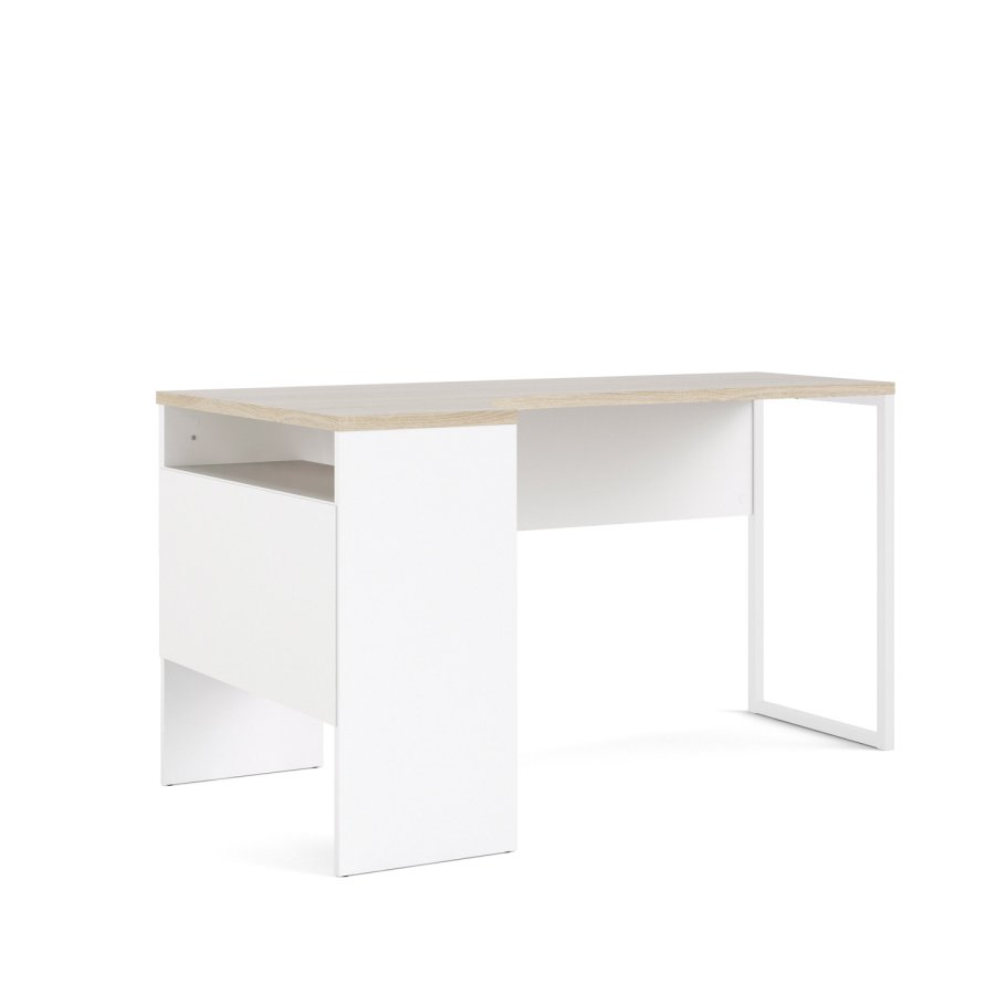 TVILUM Function Plus hjrneskrivebord - hvid/egetrsstruktur, m. 2 skuffer 