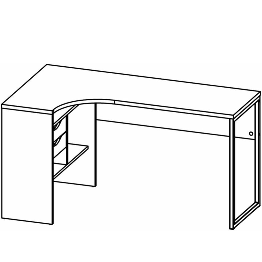 TVILUM Function Plus hjrneskrivebord, m. 2 skuffer - gr/hvid folie og hvid stl (145,1x81)