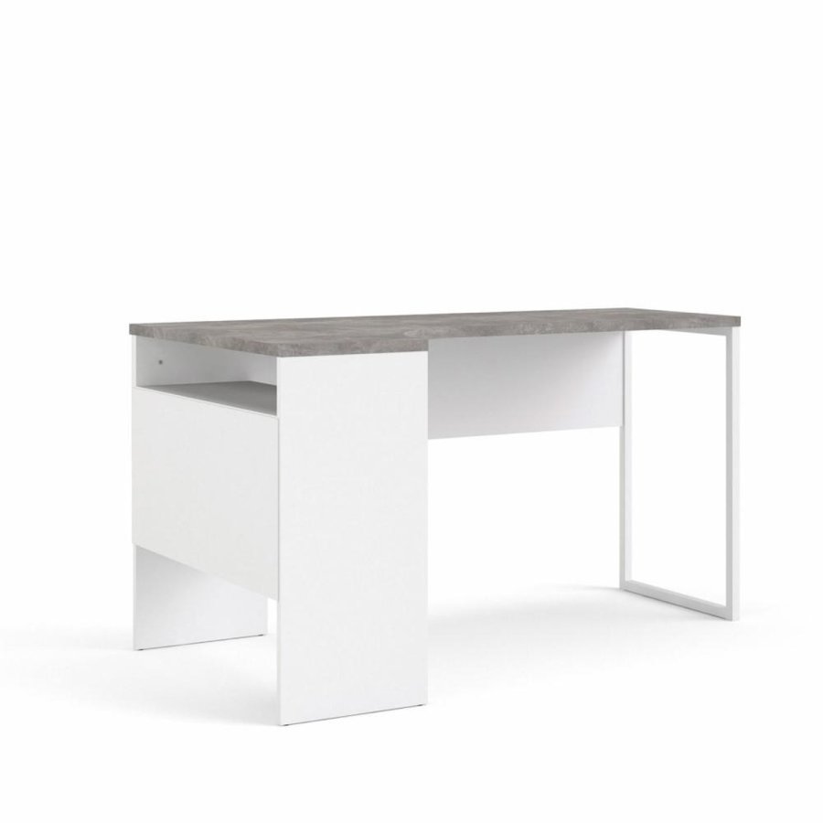 TVILUM Function Plus hjrneskrivebord, m. 2 skuffer - gr/hvid folie og hvid stl (145,1x81)