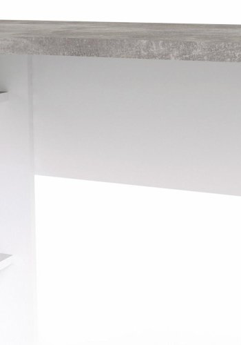 TVILUM Function Plus hjrneskrivebord, m. 2 skuffer - gr/hvid folie og hvid stl (145,1x81)