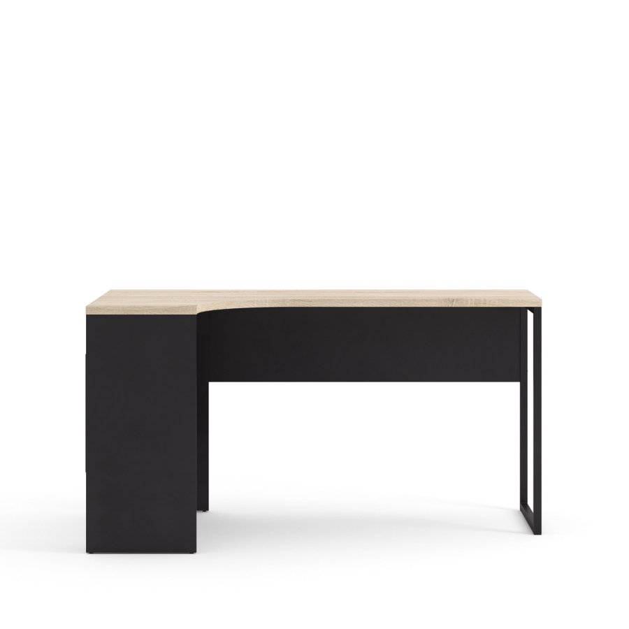 TVILUM Function Plus hjrneskrivebord - mat sort/egetrsstruktur, m. 2 skuffer 