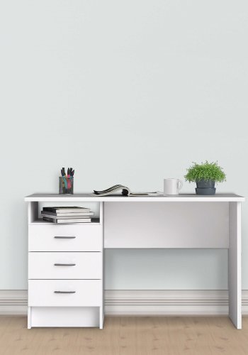 TVILUM Function Plus skrivebord - Hvidt tr, m. 3 skuffer
