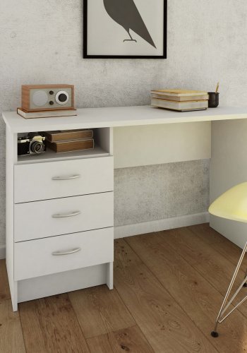 TVILUM Function Plus skrivebord - Hvidt tr, m. 3 skuffer