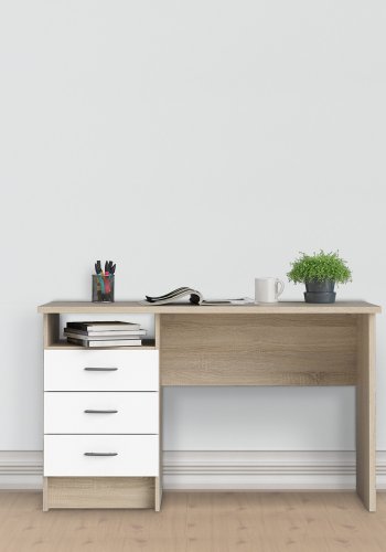 TVILUM Function skrivebord - 3 skuffer, eg/hvid