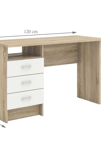 TVILUM Function skrivebord - 3 skuffer, eg/hvid