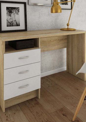 TVILUM Function skrivebord - 3 skuffer, eg/hvid