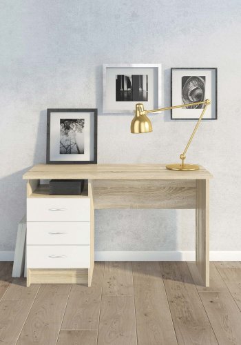 TVILUM Function skrivebord - 3 skuffer, eg/hvid