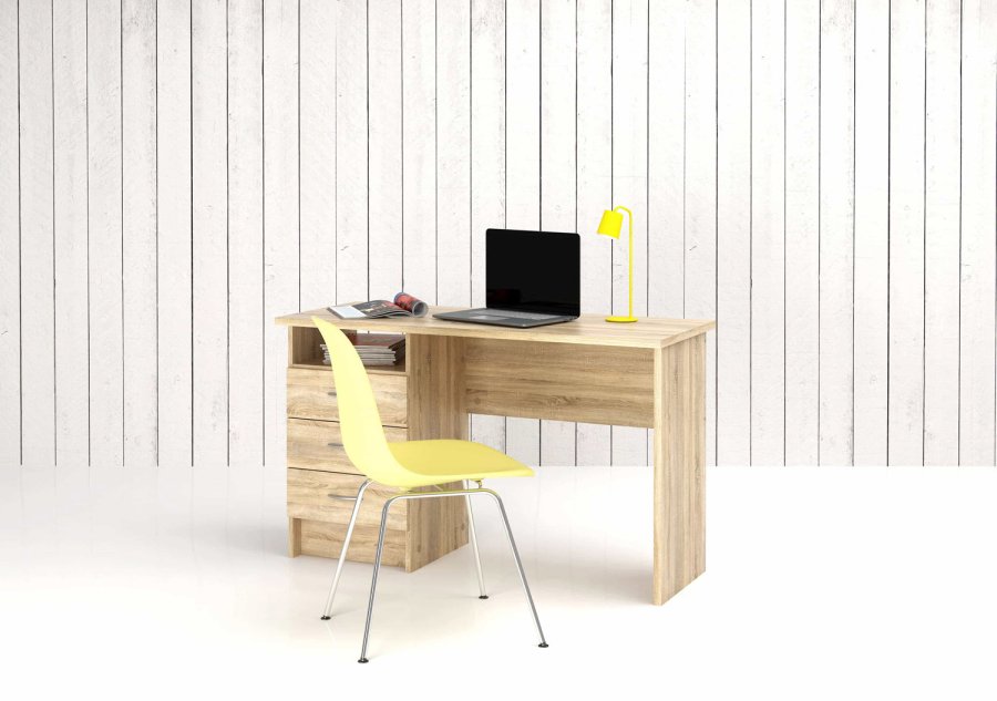 TVILUM Function Plus skrivebord - egetrsstruktur, m. 3 skuffer 