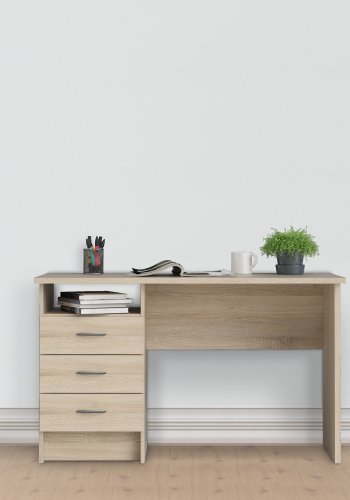 TVILUM Function Plus skrivebord - egetrsstruktur, m. 3 skuffer 