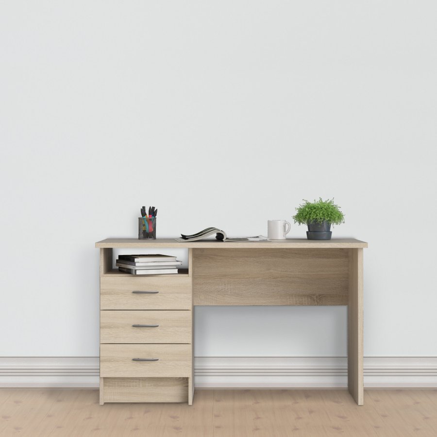 TVILUM Function Plus skrivebord - egetrsstruktur, m. 3 skuffer 