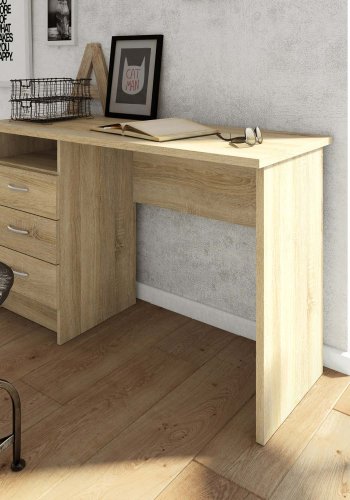 TVILUM Function Plus skrivebord - egetrsstruktur, m. 3 skuffer 