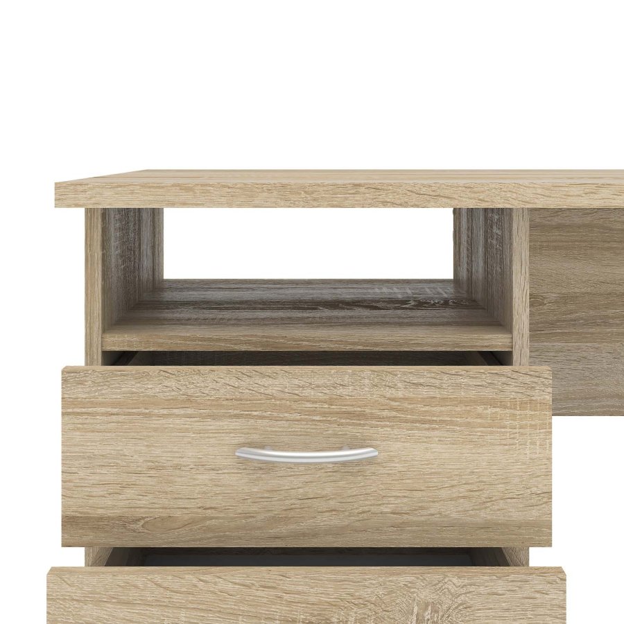 TVILUM Function Plus skrivebord - egetrsstruktur, m. 3 skuffer 