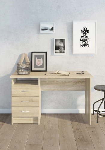 TVILUM Function Plus skrivebord - egetrsstruktur, m. 3 skuffer 