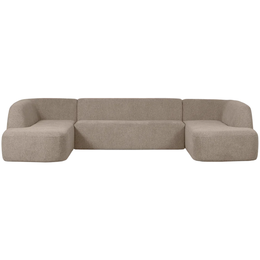 BEPUREHOME Sloping U-formet sofa - natur meleret chenille stof