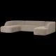BEPUREHOME Sloping U-formet sofa - natur meleret chenille stof