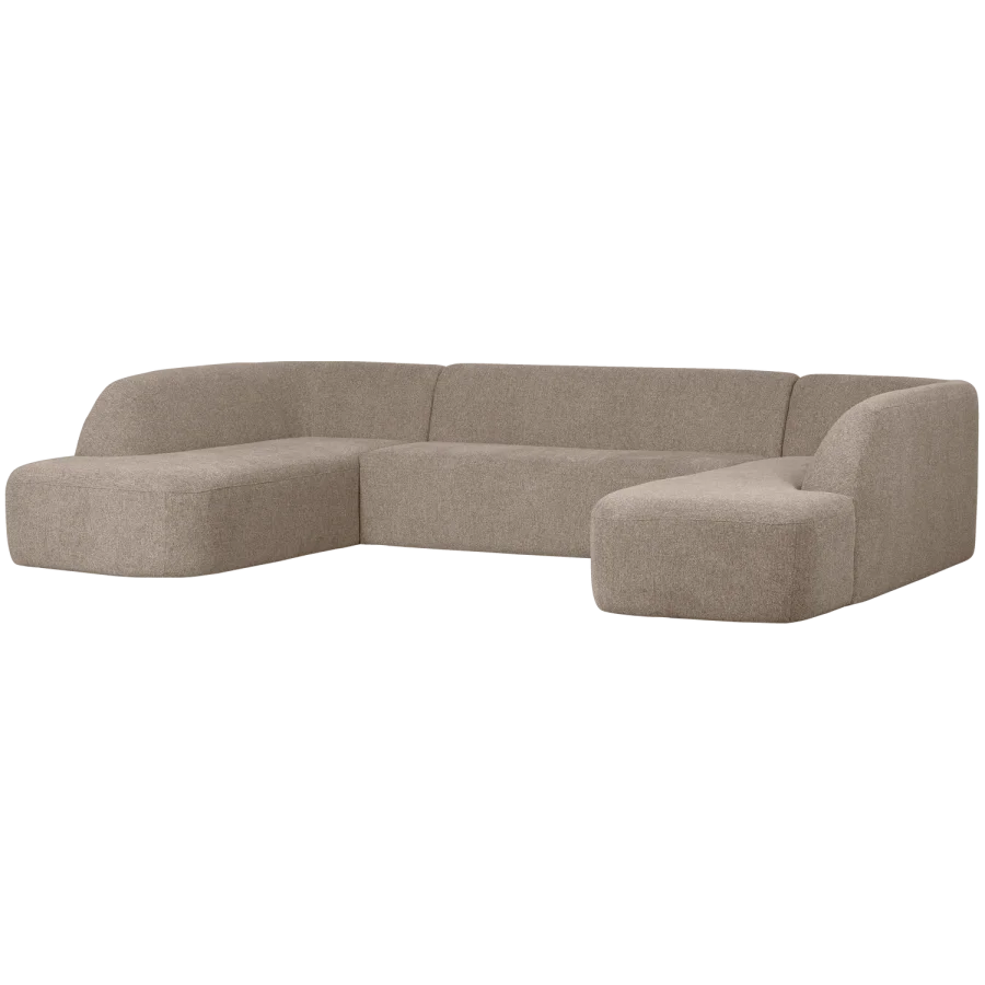 BEPUREHOME Sloping U-formet sofa - natur meleret chenille stof