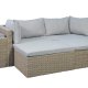 Modul udendrs loungest, m. 1 sofa, 1 bord, 2 skamler, beige stofhynder - brun pe flet (st med 6)