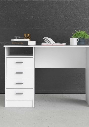 TVILUM Function Plus skrivebord - hvid, m. 4 skuffer