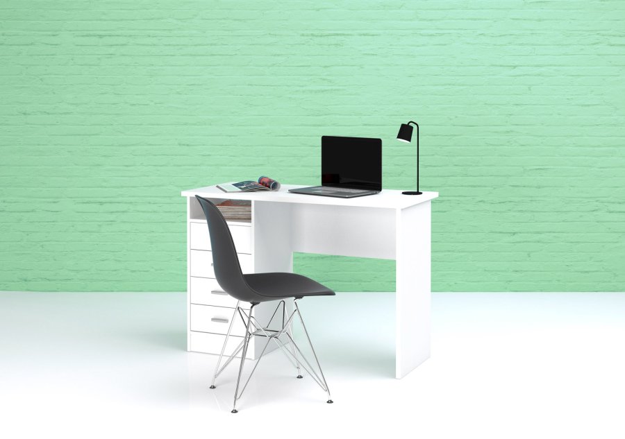 TVILUM Function Plus skrivebord - hvid, m. 4 skuffer