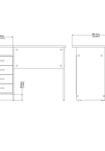 TVILUM Function Plus skrivebord - hvid, m. 4 skuffer