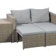 Modul udendrs loungest, m. 1 sofa, 1 bord, 2 skamler, beige stofhynder - brun pe flet (st med 5)