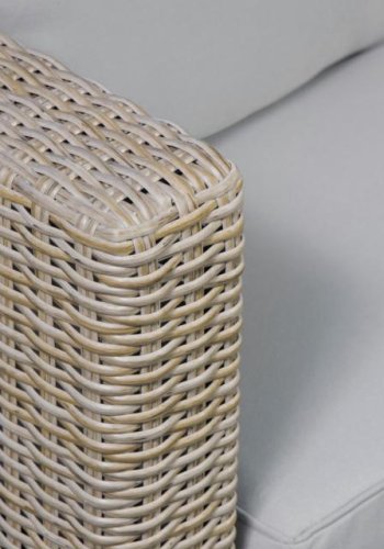 Modul udendrs loungest, m. 1 sofa, 1 bord, 2 skamler, beige stofhynder - brun pe flet (st med 5)