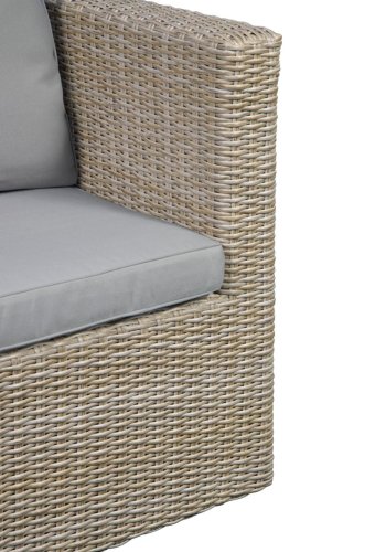 Modul udendrs loungest, m. 1 sofa, 1 bord, 2 skamler, beige stofhynder - brun pe flet (st med 5)