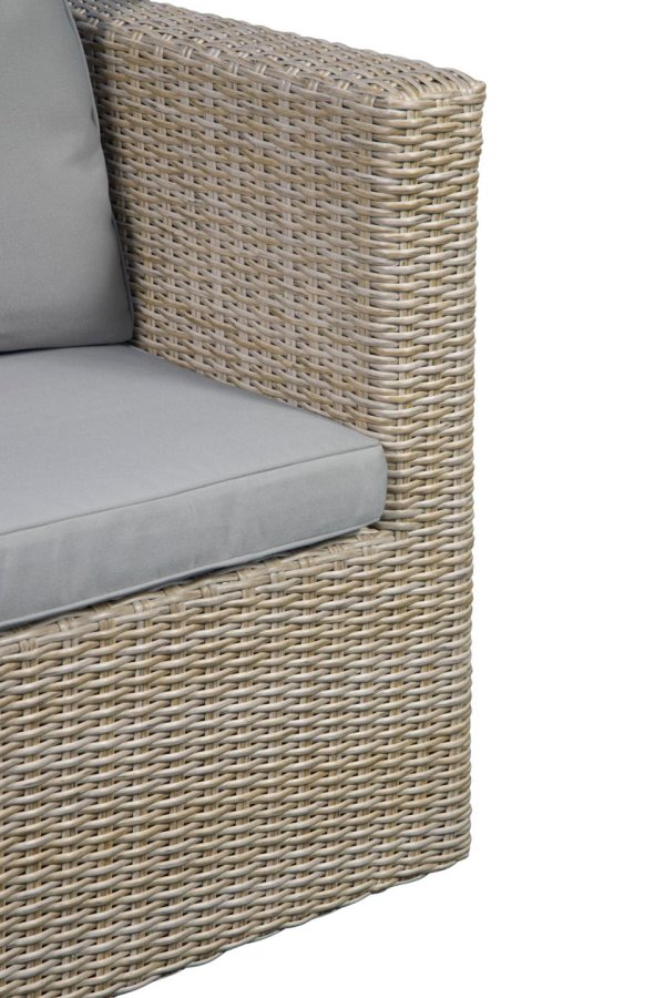 Modul udendrs loungest, m. 1 sofa, 1 bord, 2 skamler, beige stofhynder - brun pe flet (st med 5)