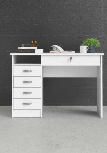 TVILUM Function Plus skrivebord - hvid, m. 5 skuffer 