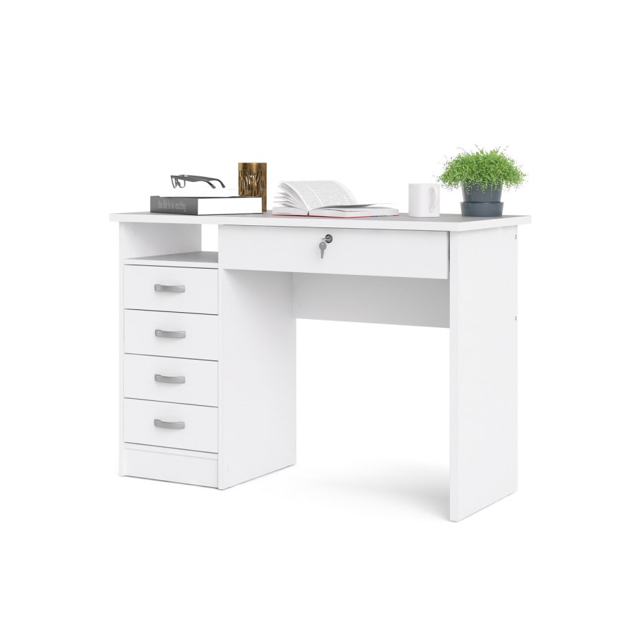 TVILUM Function Plus skrivebord - hvid, m. 5 skuffer 