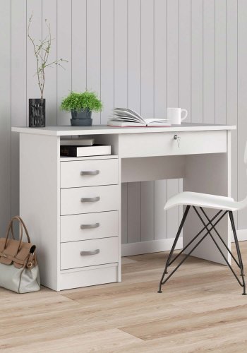 TVILUM Function Plus skrivebord - hvid, m. 5 skuffer 