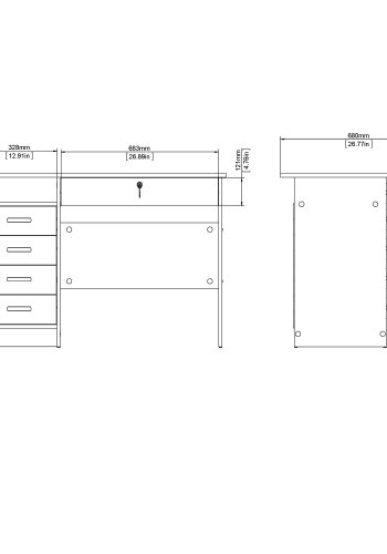 TVILUM Function Plus skrivebord - hvid, m. 5 skuffer 