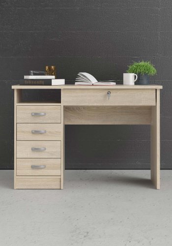 TVILUM Function Plus skrivebord - egetrsstruktur, m. 5 skuffer