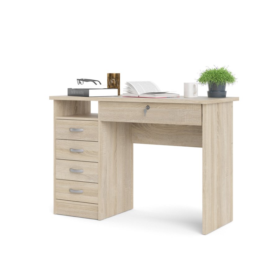 TVILUM Function Plus skrivebord - egetrsstruktur, m. 5 skuffer