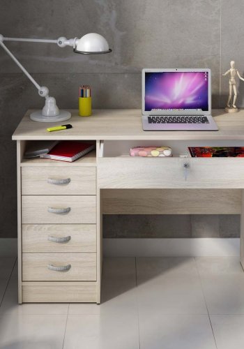 TVILUM Function Plus skrivebord - egetrsstruktur, m. 5 skuffer