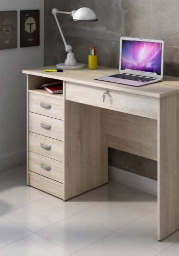 TVILUM Function Plus skrivebord - egetrsstruktur, m. 5 skuffer