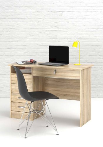 TVILUM Function Plus skrivebord - egetrsstruktur, m. 5 skuffer