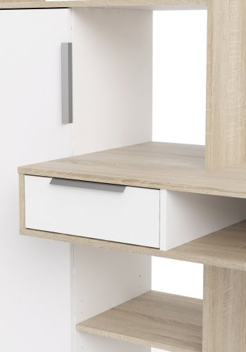 TVILUM Function Plus skrivebord - egetrsstruktur/hvid, m. 1 lge og 1 skuffe