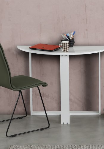 NORDVÄRK Mellem skrivebord, halvrund - blank hvid melamin (106x45)