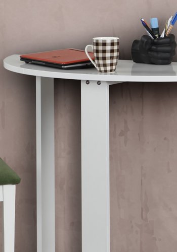 NORDVÄRK Mellem skrivebord, halvrund - blank hvid melamin (106x45)