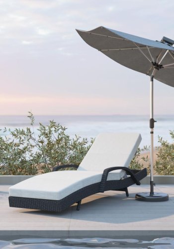 Redondo liggestol, m. hynde - sort polyrattan og gr stof