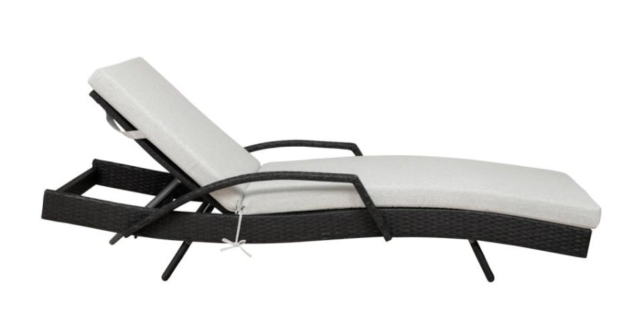 Redondo liggestol, m. hynde - sort polyrattan og gr stof