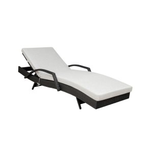 Redondo liggestol, m. hynde - sort polyrattan og gr stof