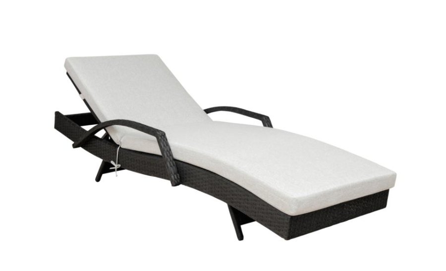 Redondo liggestol, m. hynde - sort polyrattan og gr stof