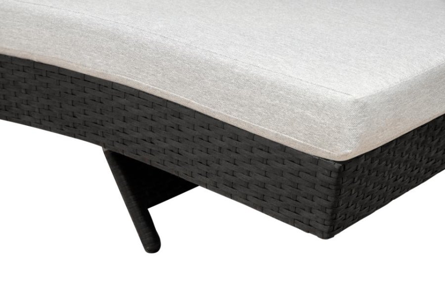 Redondo liggestol, m. hynde - sort polyrattan og gr stof