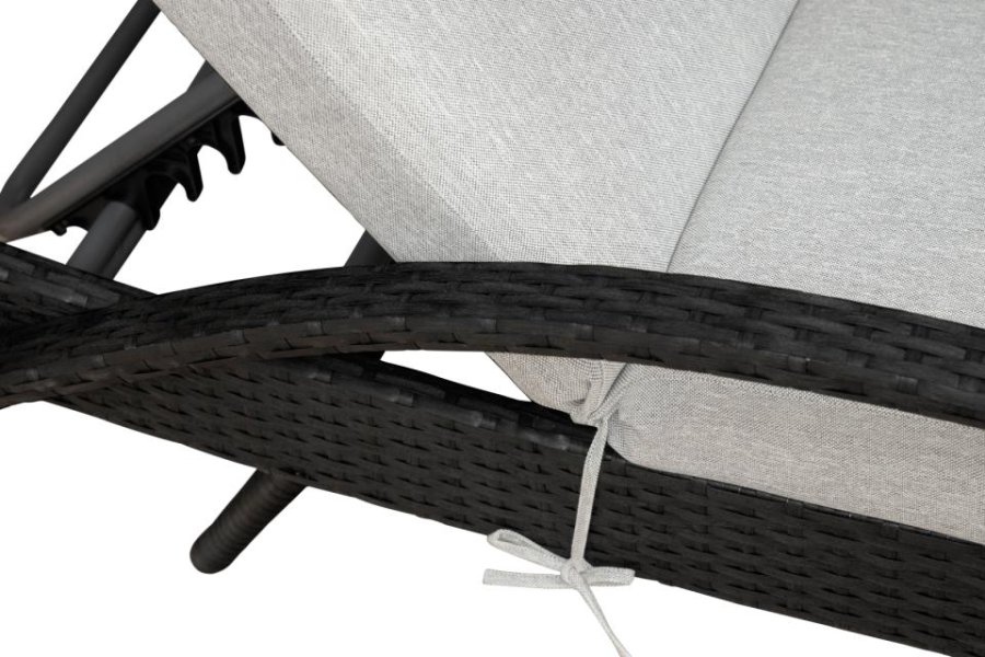 Redondo liggestol, m. hynde - sort polyrattan og gr stof