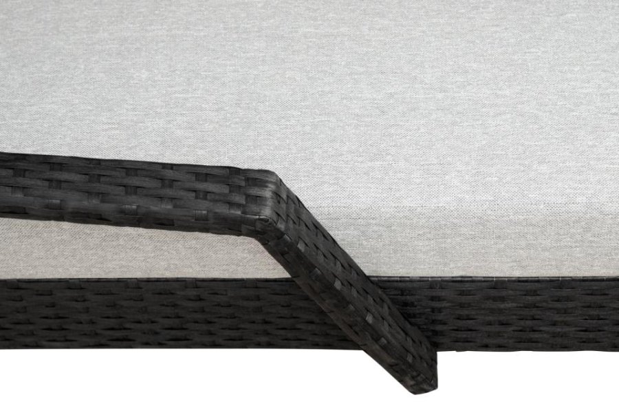 Redondo liggestol, m. hynde - sort polyrattan og gr stof