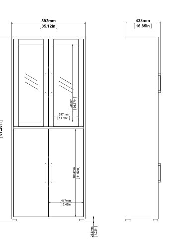 TVILUM Prima vitrineskab - hvid tr m. 2 glaslger