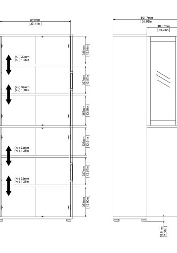 TVILUM Prima vitrineskab - hvid tr m. 2 glaslger