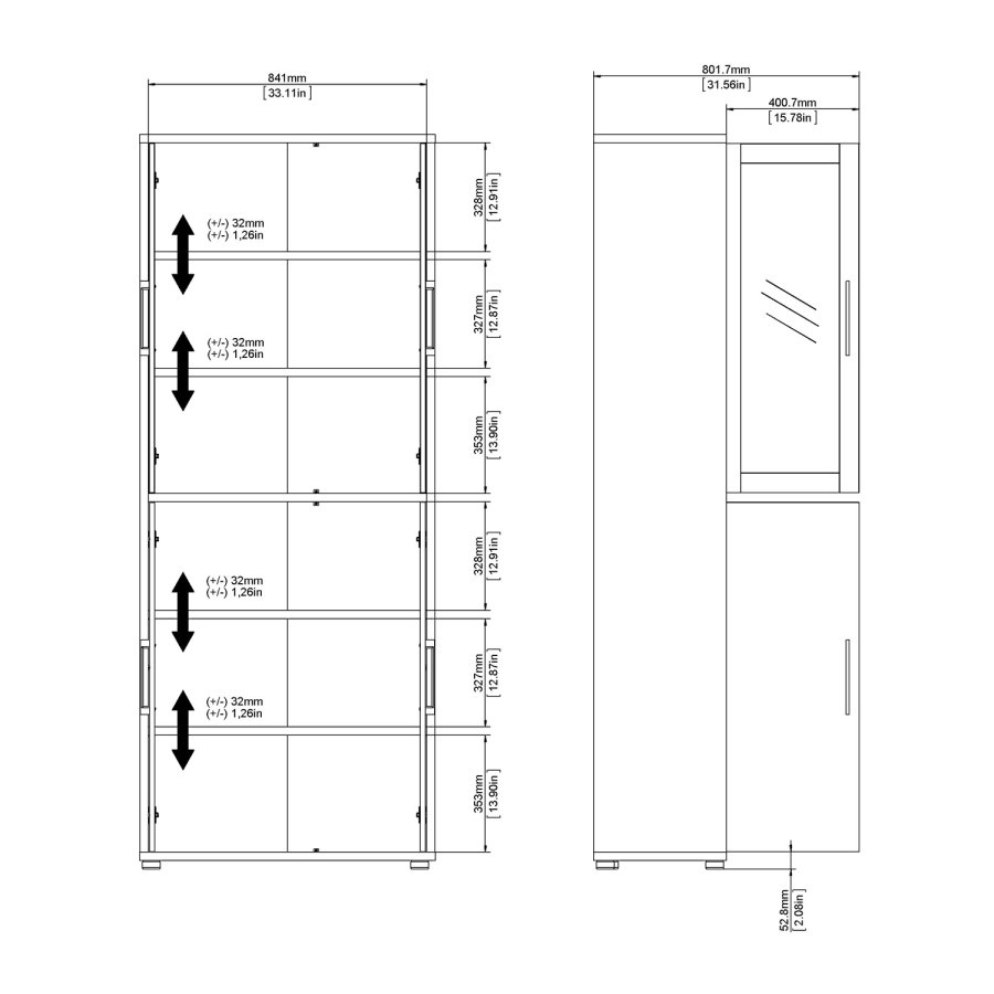 TVILUM Prima vitrineskab - hvid tr m. 2 glaslger